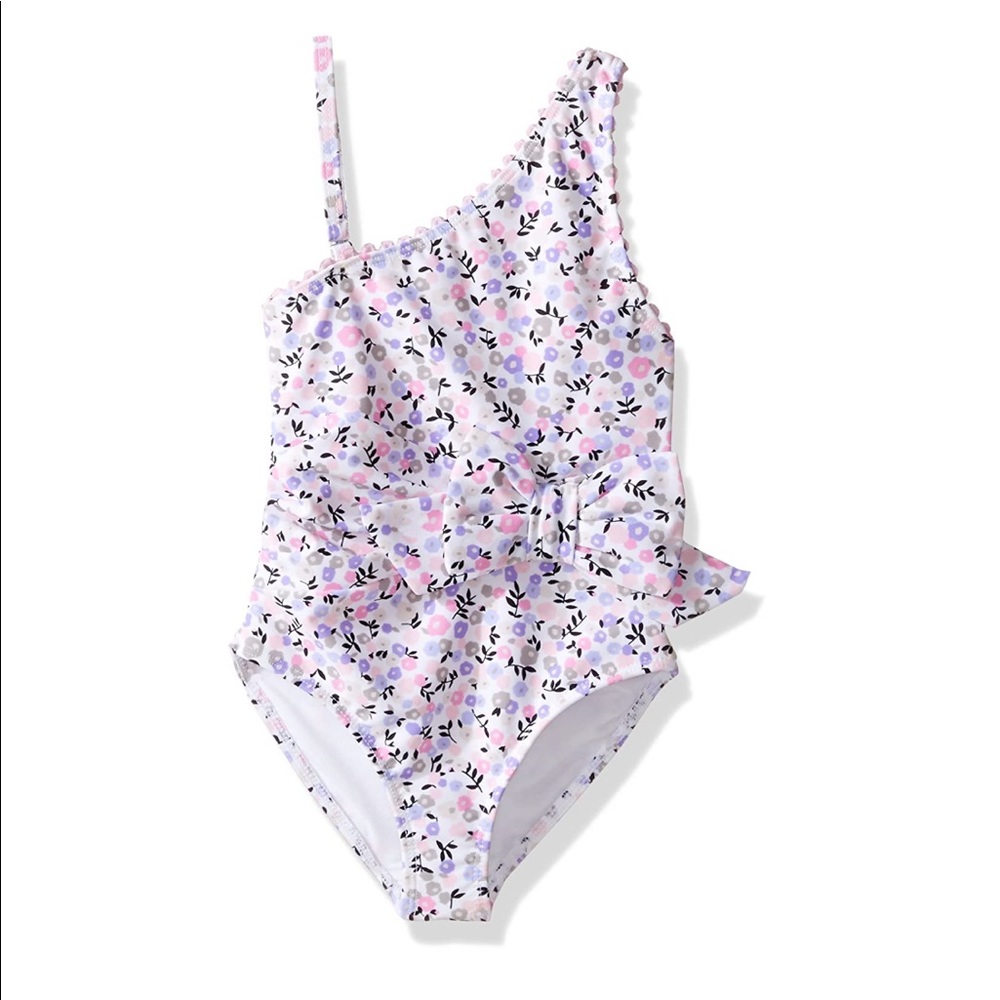 Kate Spade Floral Bow One Shoulder Swimsuit